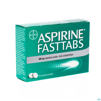 Aspirine fasttabs 500mg comp pell. 20