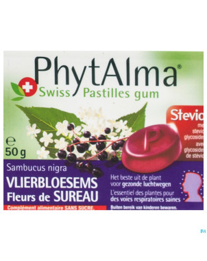 Phytalma pastilles gum sureau + stevia 50g
