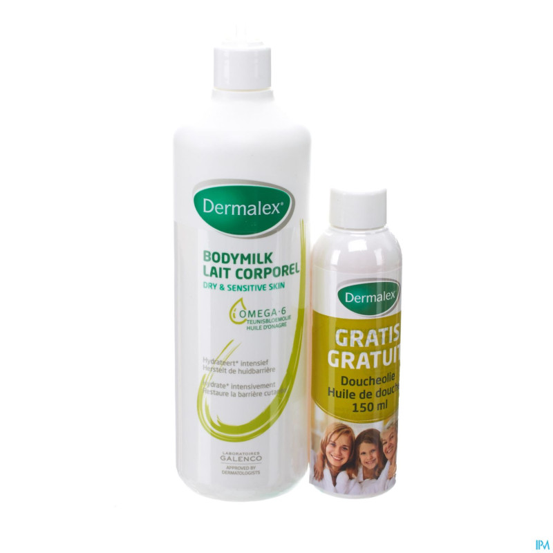 Dermalex lait corps 500ml+hle douche 150ml gratuit