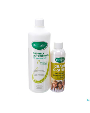 Dermalex lait corps 500ml+hle douche 150ml gratuit