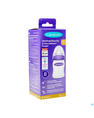 Lansinoh biberon + natural wave tetine    160ml