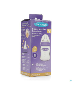 Lansinoh biberon + natural wave tetine    160ml