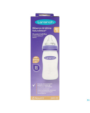 Lansinoh biberon + natural wave tetine    240ml