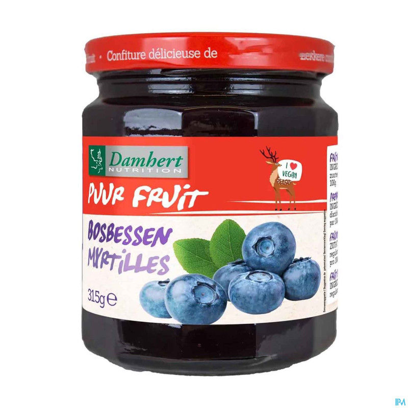 Damhert confiture myrtilles 100% fruit s/suc. 315g