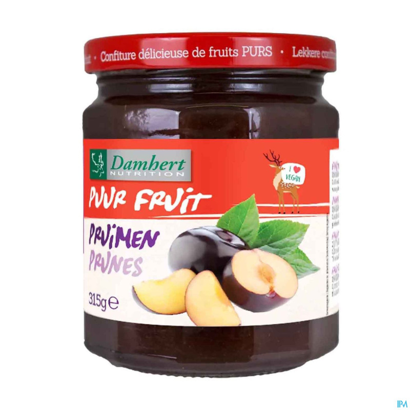 Damhert confiture prunes 100% fruit s/sucre   315g