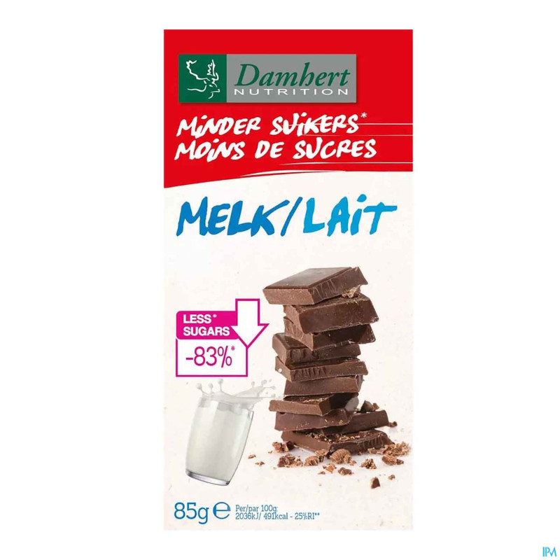 Damhert chocolat au lait s/sucre    85g