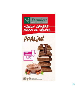 Damhert chocolat lait/praline fourre s/sucre   85g