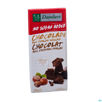 Damhert chocolat lait/praline fourre s/sucre   85g