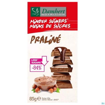 Damhert chocolat lait/praline fourre s/sucre   85g