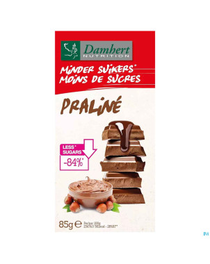 Damhert chocolat lait/praline fourre s/sucre   85g