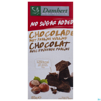 Damhert chocolat lait/praline fourre s/sucre   85g
