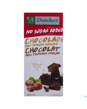 Damhert chocolat lait/praline fourre s/sucre   85g