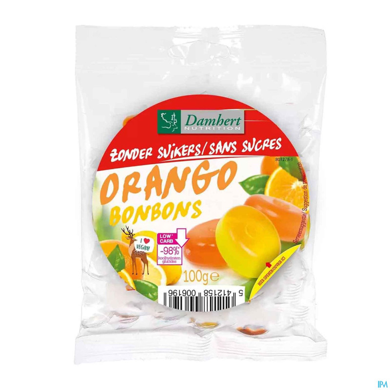 Damhert bonbons orango s/sucre    100g