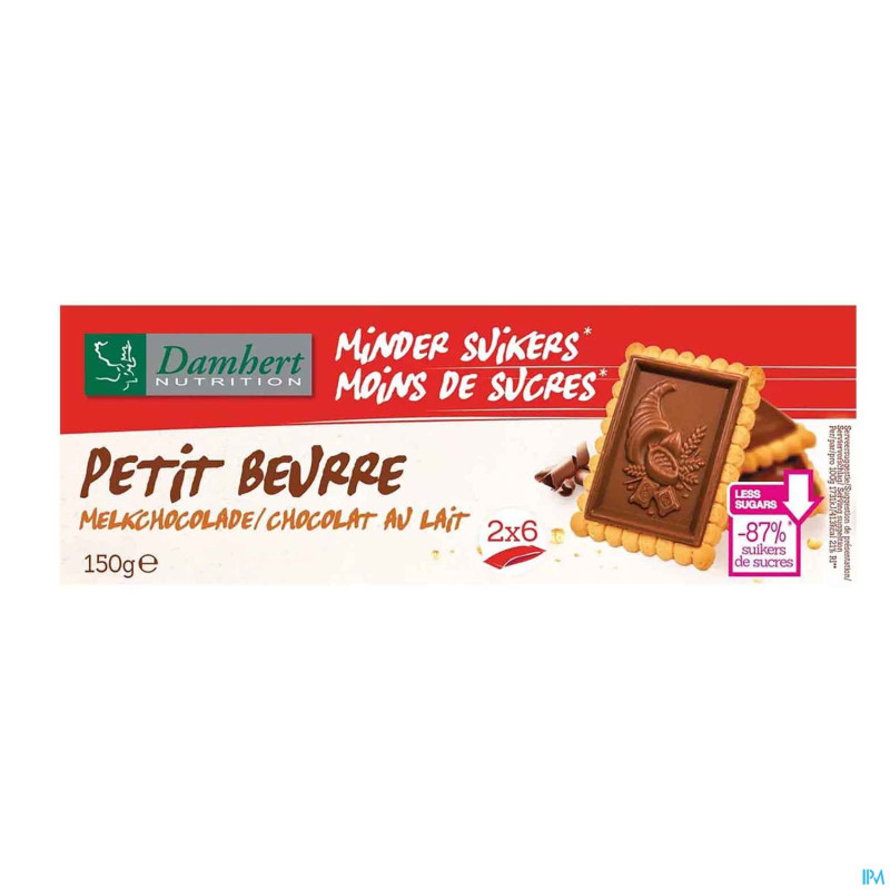 Damhert petit beurre chocolat au lait s/sucre 150g