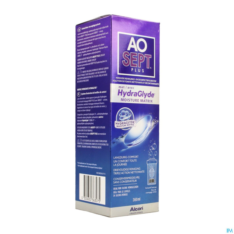 Aosept plus avec hydraglyde 1x360ml + 1 lenscase