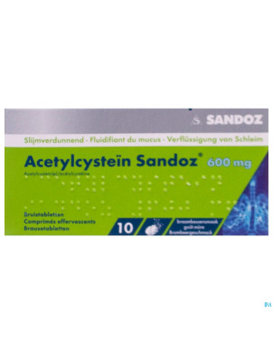 Acetylcystein sandoz 600mg comp eff. 10