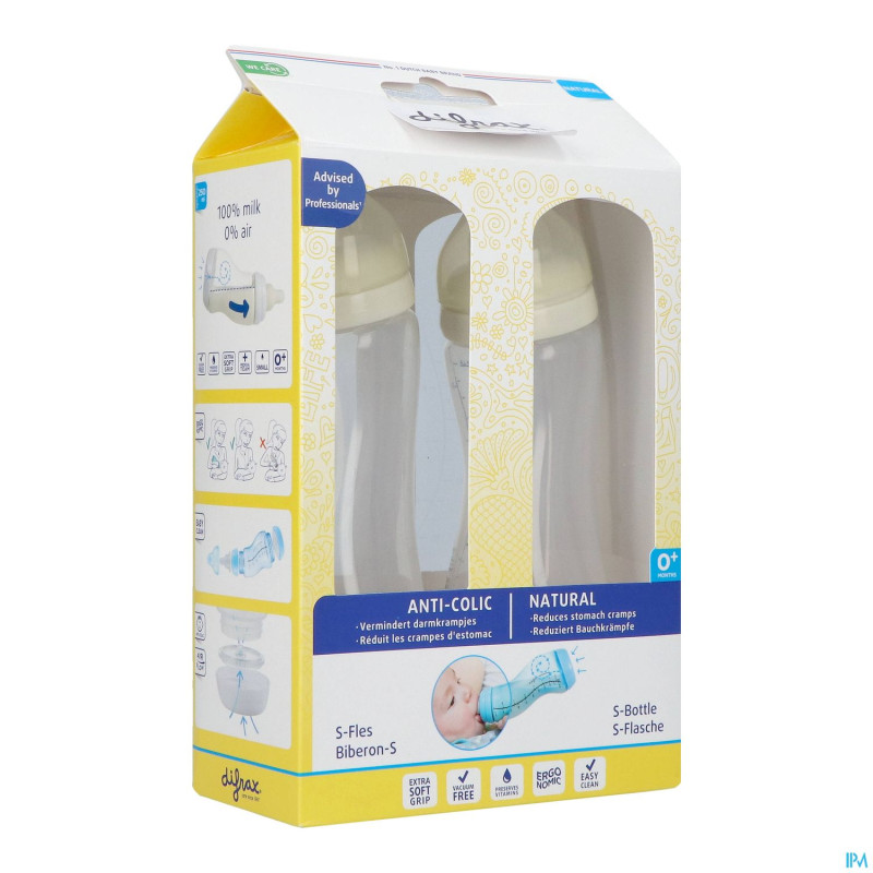 Difrax biberon-s natural double pack    2x250ml