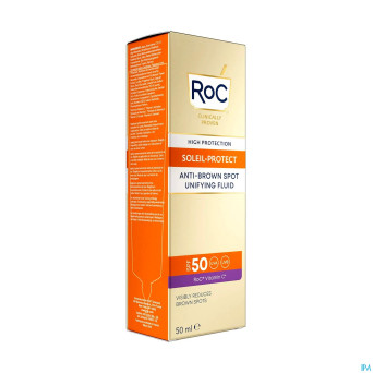 Roc soleil-protect fluide a/taches brun ip50+ 50ml
