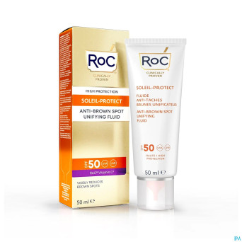 Roc soleil-protect fluide a/taches brun ip50+ 50ml