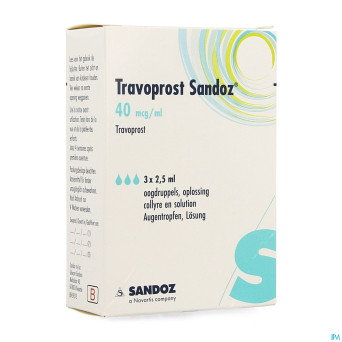 Travoprost sandoz 40 mcg collyre sol 3 fl x 2,5 ml