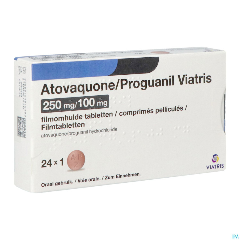 Atovaquone proguanil viatris 250/100mg comp pell24