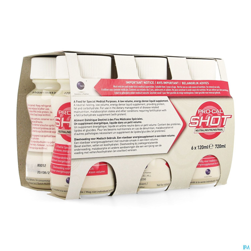 Pro-cal shot neutre    6x120ml