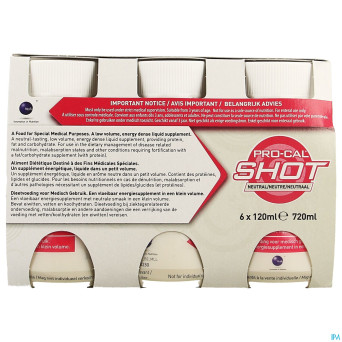 Pro-cal shot neutre    6x120ml