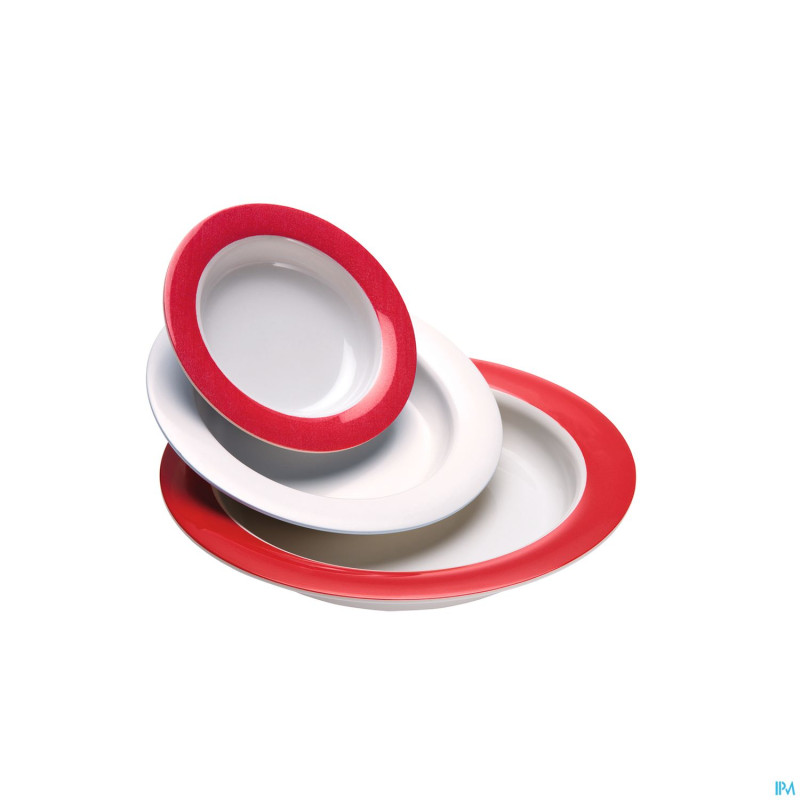 Assiette asym.vital melam.20cm rebord rouge  advys