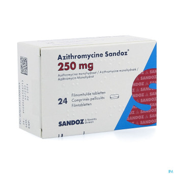 Azithromycine 250 mg sandoz comp pell 24x250 mg