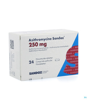 Azithromycine 250 mg sandoz comp pell 24x250 mg