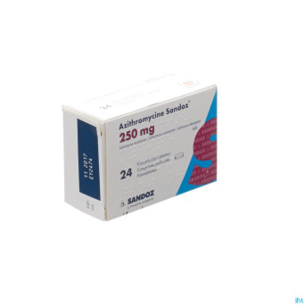 Azithromycine 250 mg sandoz comp pell 24x250 mg