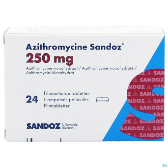 Azithromycine 250 mg sandoz comp pell 24x250 mg