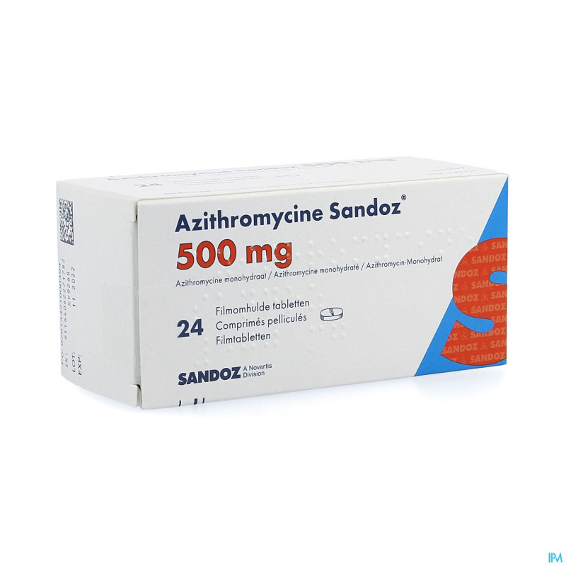 Azithromycine 500 mg sandoz comp pell 24x500 mg