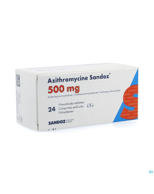 Azithromycine 500 mg sandoz comp pell 24x500 mg