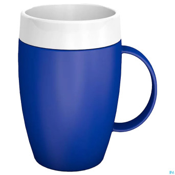 Gobelet isol.evase anse therm.opaq.bleu/blnc 180ml