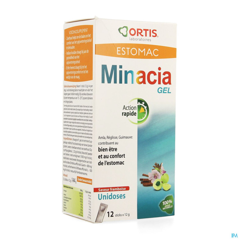 Ortis minacia gel sticks framboise 12x12g
