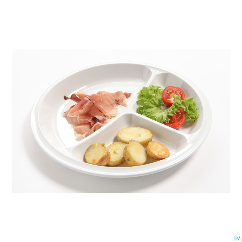 Assiette 3 compartim. melamine 25,7cm blanc  advys