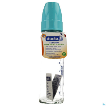 Dodie biberon verre bleu lagoon 2age    240ml