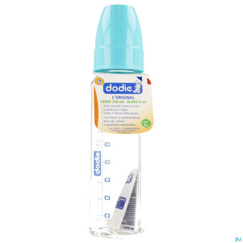 Dodie biberon verre bleu lagoon 2age    240ml