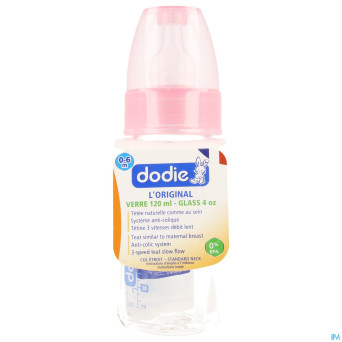 Dodie biberon verre rose 1age    120ml