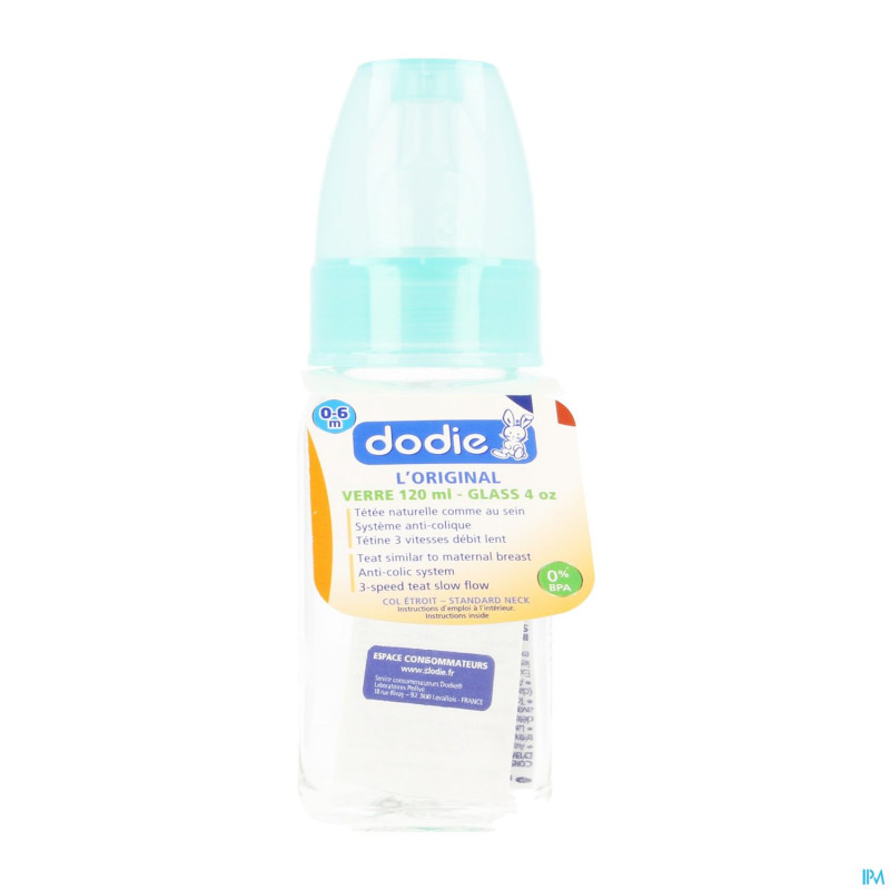 Dodie biberon verre vert anis 1age    120ml