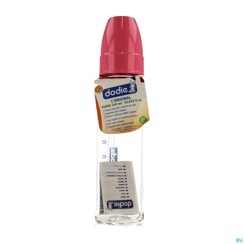 Dodie biberon verre rose 2age    240ml