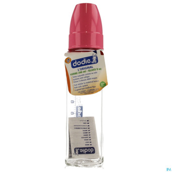 Dodie biberon verre rose 2age    240ml