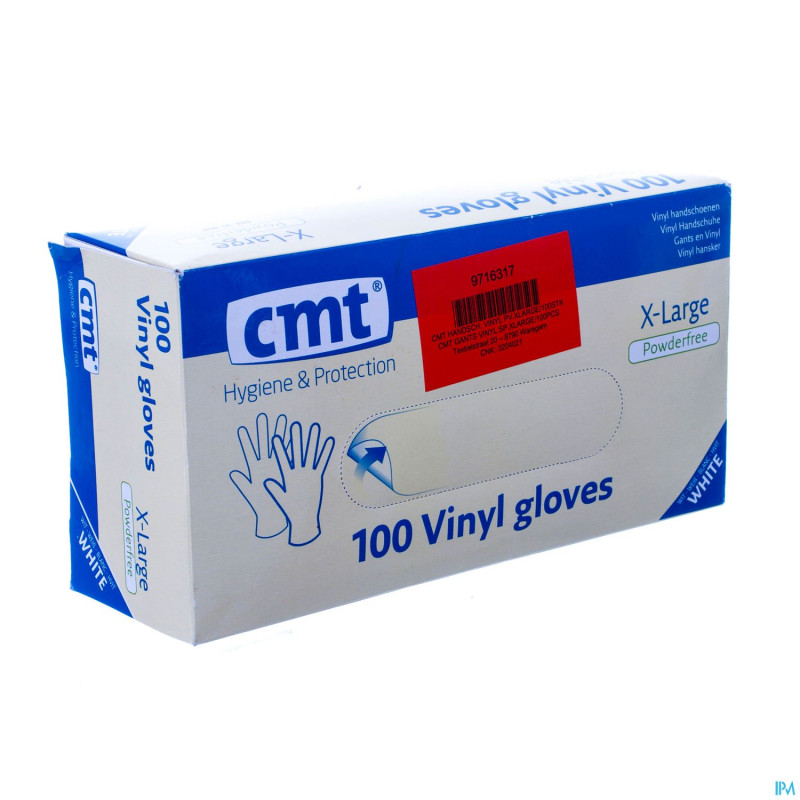 Cmt gants vinyl s/poudre    xl 100