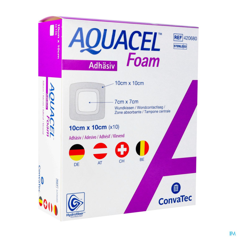 Aquacel pans mousse adh hydrofiber  10,0x10,0cm 10