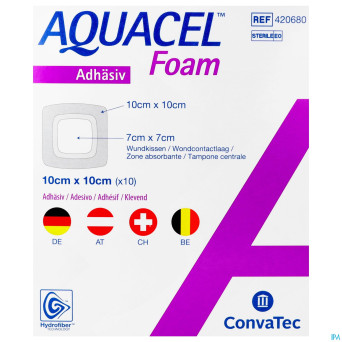 Aquacel pans mousse adh hydrofiber  10,0x10,0cm 10