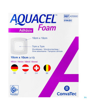 Aquacel pans mousse adh hydrofiber  10,0x10,0cm 10
