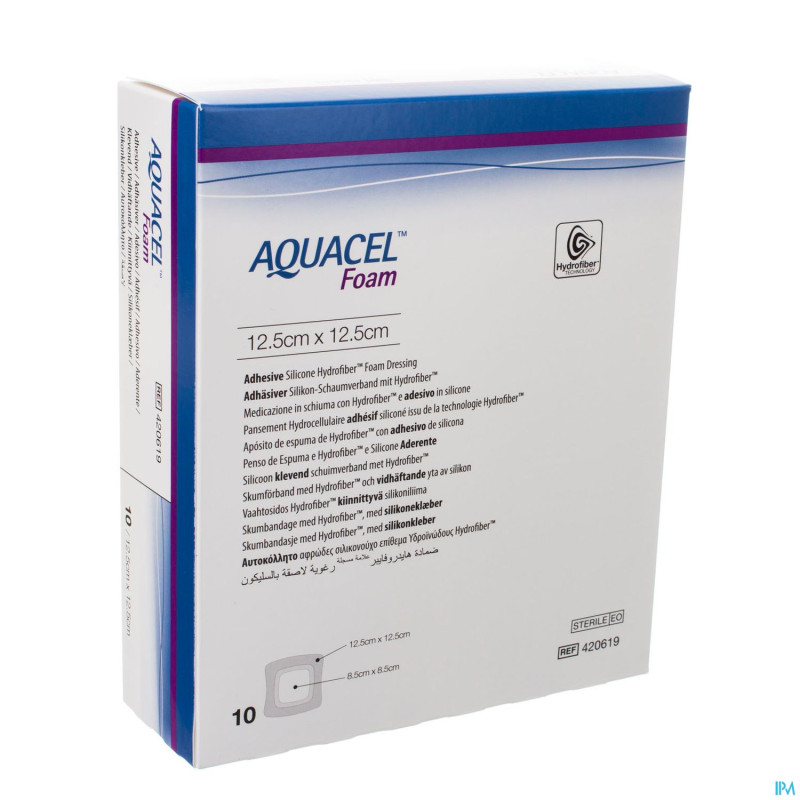 Aquacel pans mousse adh hydrofiber  12,5x12,5cm 10