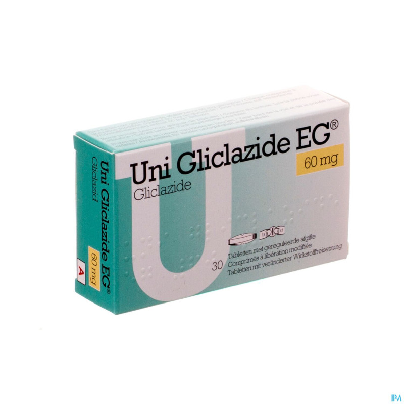 Uni gliclazide eg 60mg comp liberation modifie  30