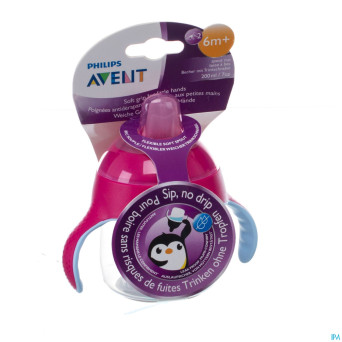 Philips avent gobelet a/fuite pinguin rose   200ml